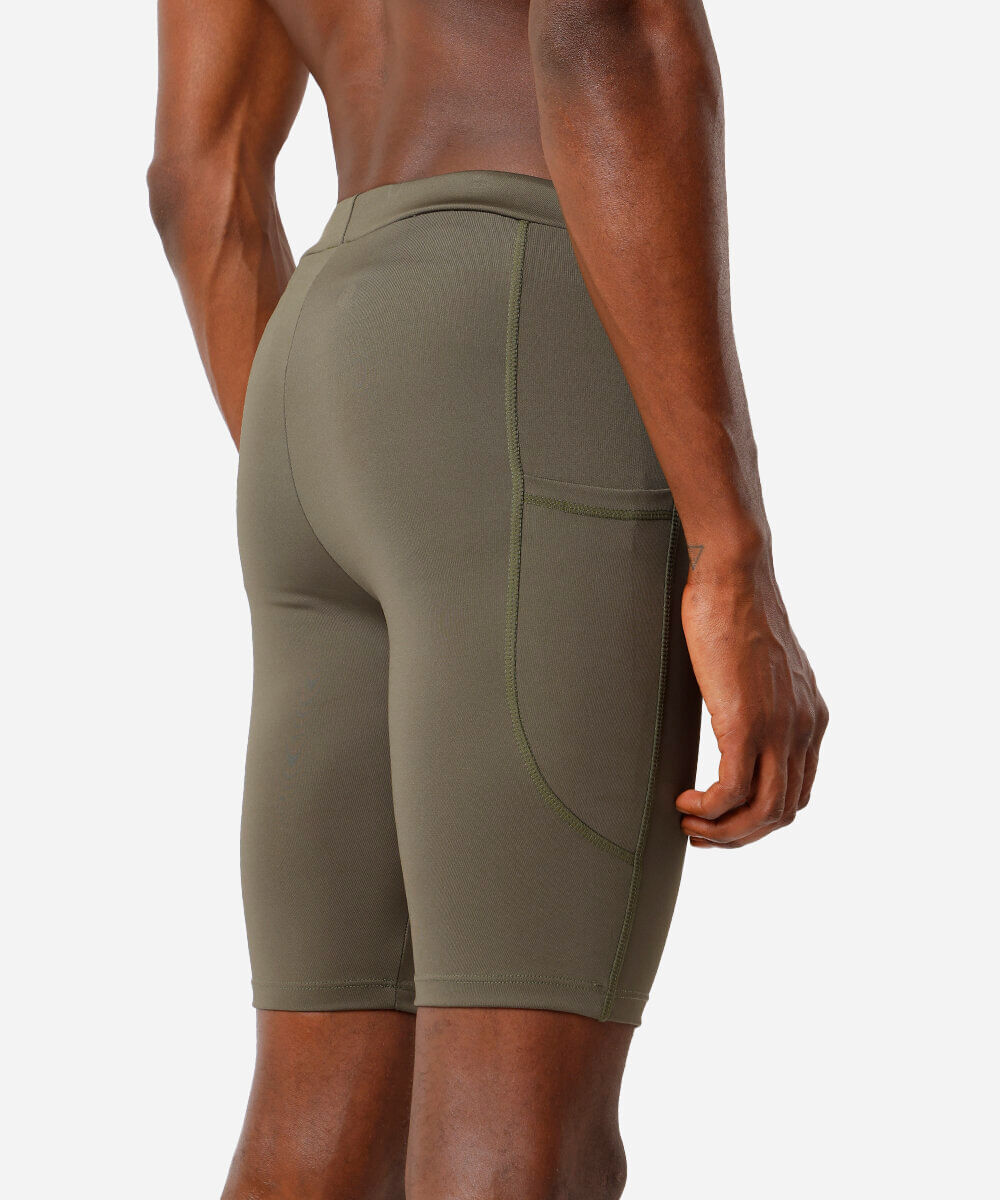 bermuda masculina de compressão com bolsos esportiva verde