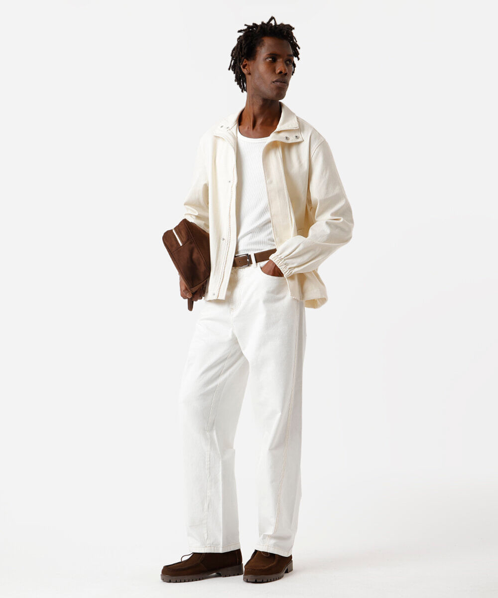 calça baggy masculina de sarja off white