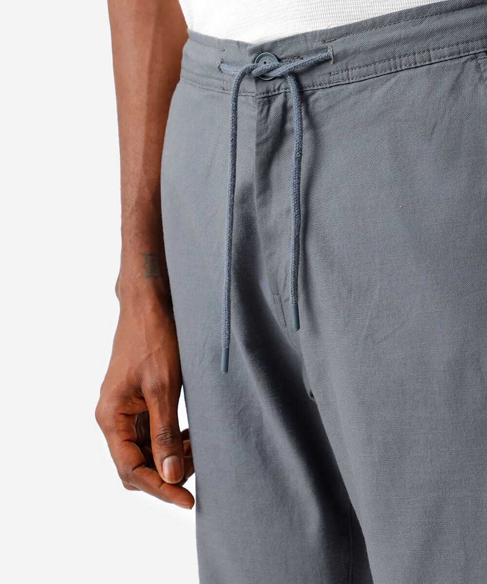 bermuda masculina de sarja cós elástico com bolso azul