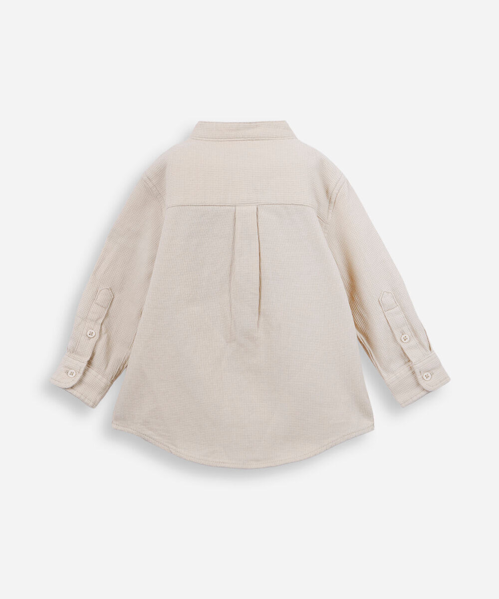 camisa infantil gola padre waffle liso bege