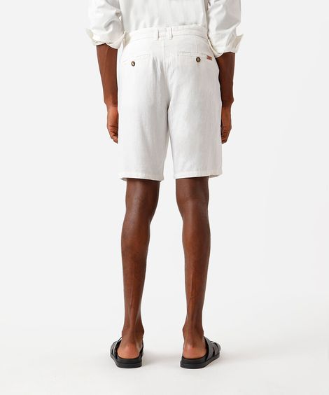 bermuda reta com linho - off white