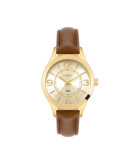 kit relógio feminino condor analógico co2035nlfk5m dourado