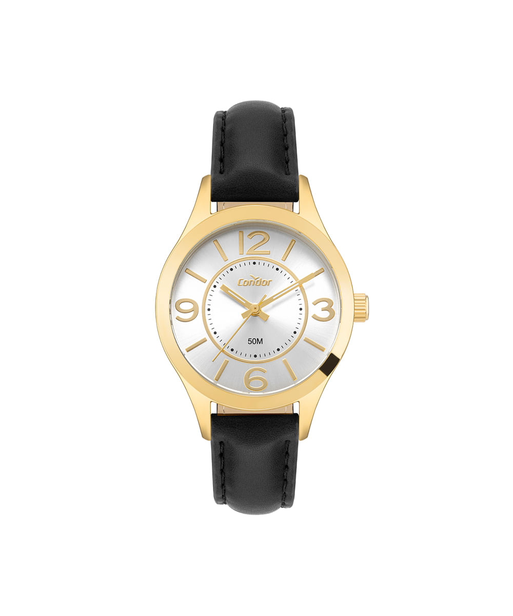 kit relógio feminino condor analógico co2035nlfk5p dourado