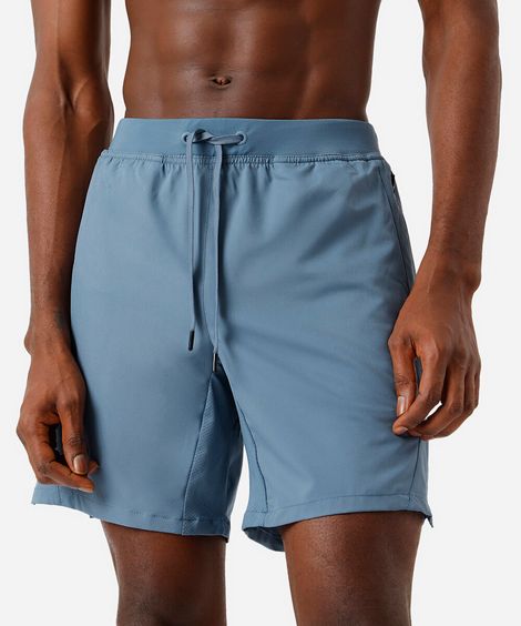 bermuda reta masculina bolso com zíper azul