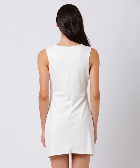 vestido curto feminino com pregas mindset off white