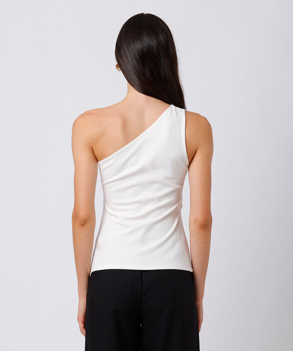 blusa ombro único feminina mindset branca