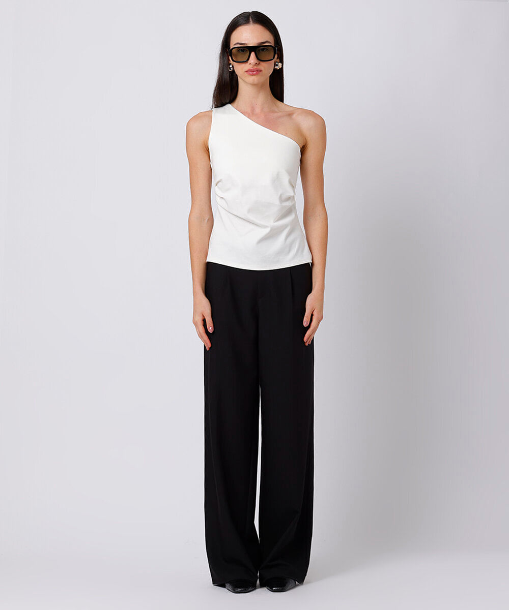 blusa ombro único feminina mindset branca