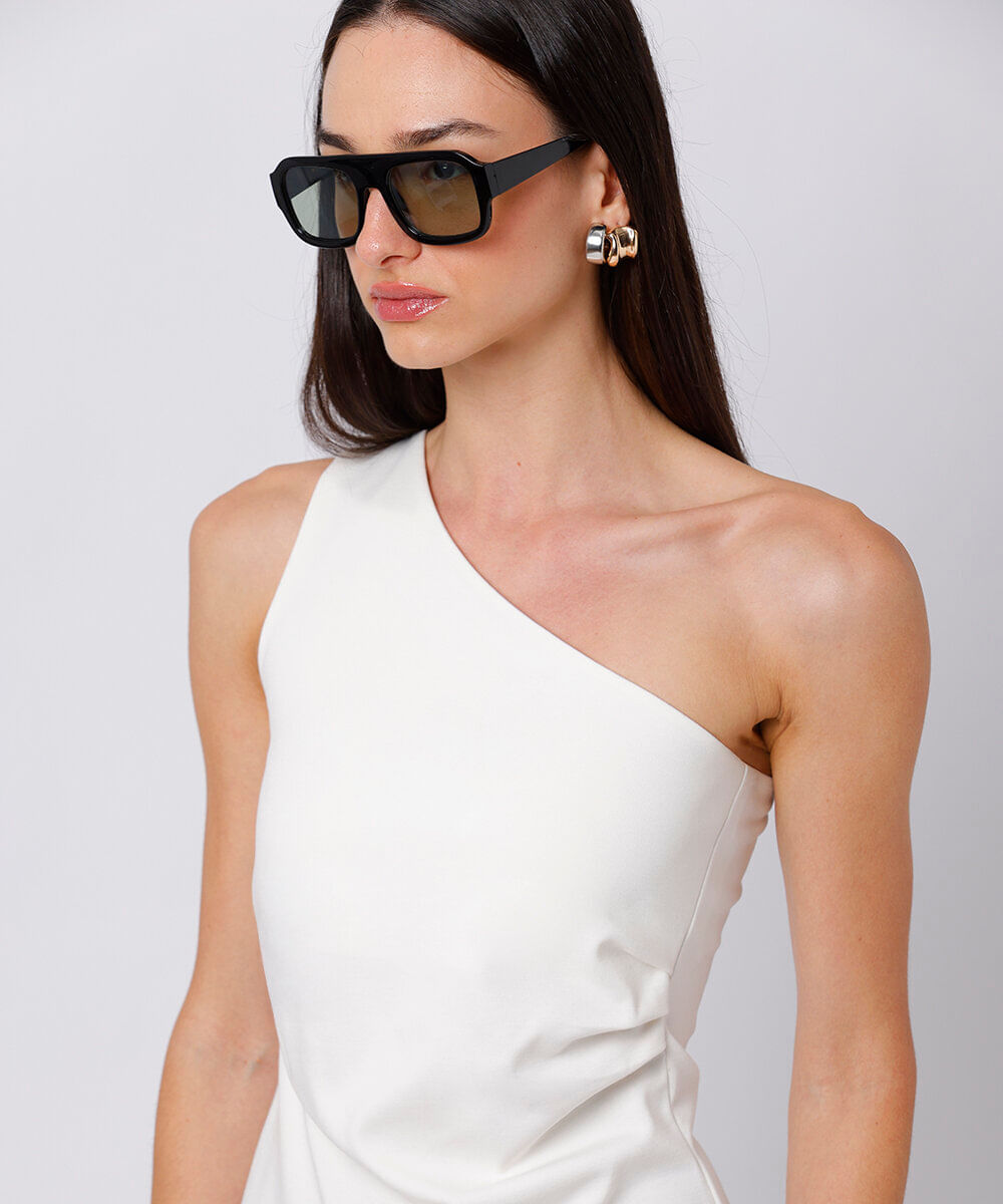 blusa ombro único feminina mindset branca