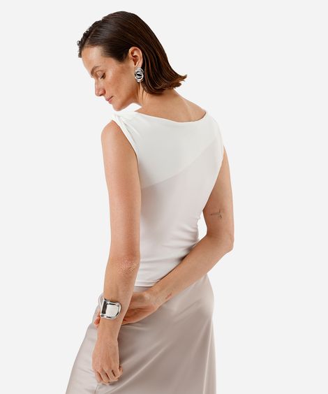 blusa feminina franzida assimétrica off white