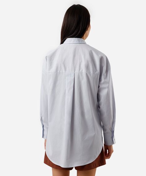 camisa oversized feminina de algodão azul