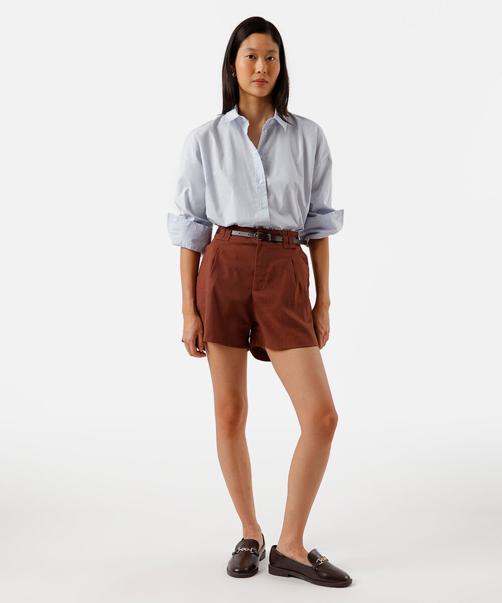 camisa oversized feminina de algodão azul