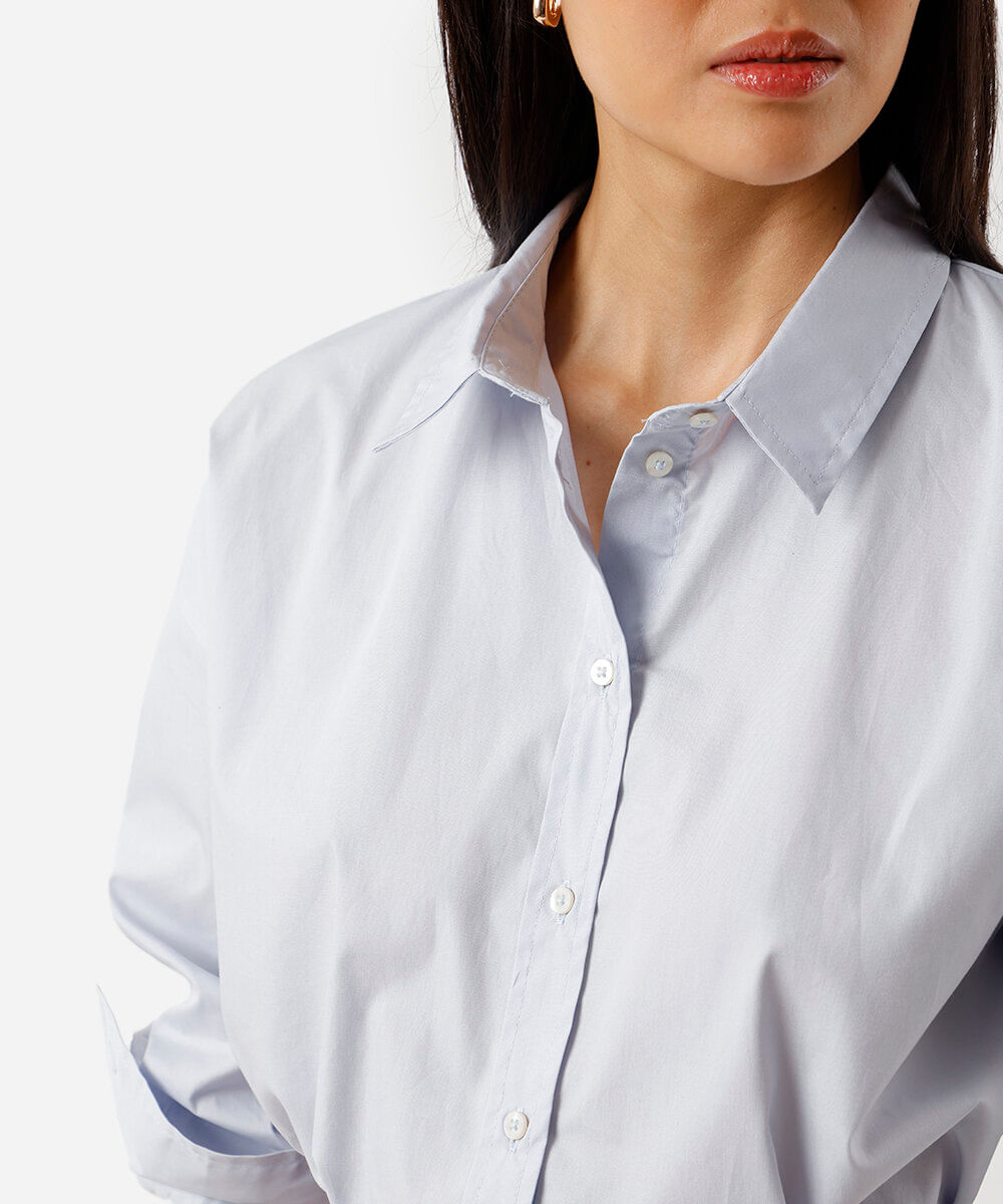 camisa oversized feminina de algodão azul