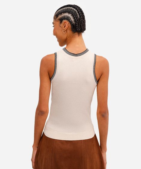 regata feminina de tricot bege