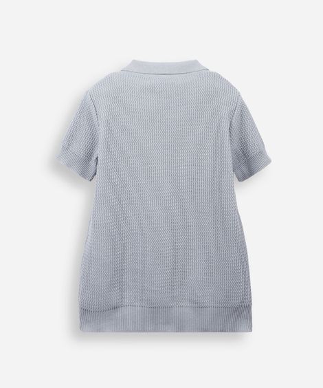 polo infantil em tricot com manga curta azul