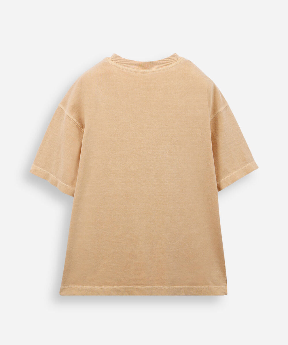 camiseta infantil de algodão estampada laranja