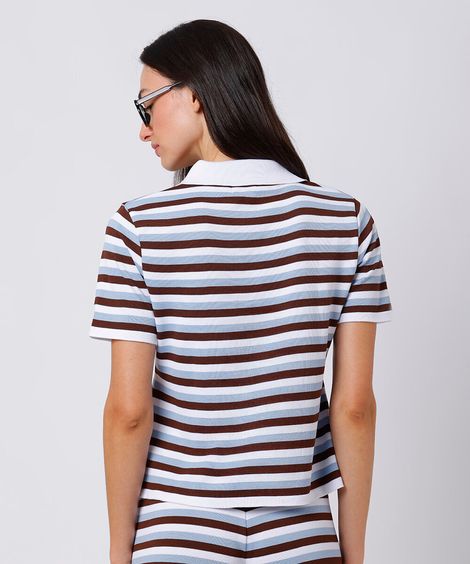 polo feminina de tricot listrada mindset colorida