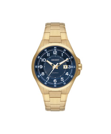relógio masculino orient analógico calendário mgss1297 d2kx dourado