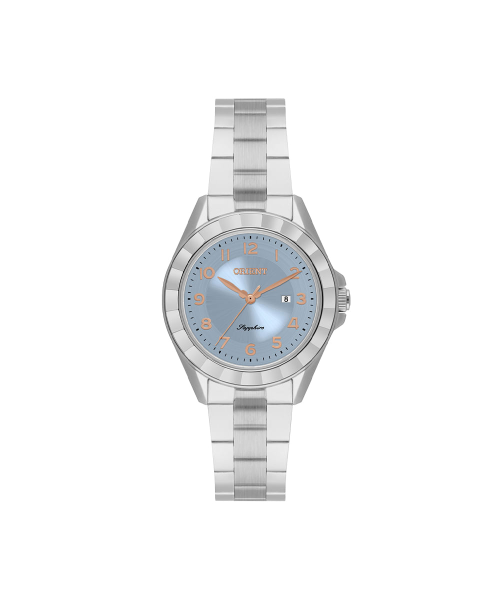 relógio feminino orient analógico calendário fbss1205 a2sx prateado