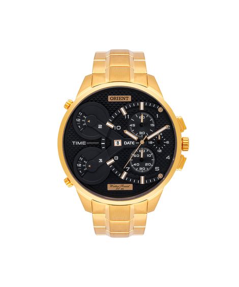 relógio masculino orient cronógrafo mgsst003 p2kx dourado