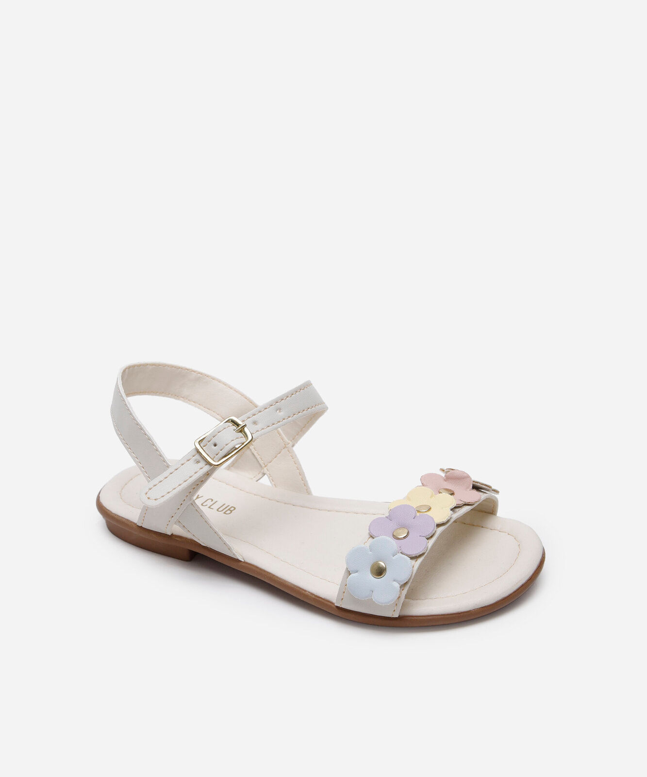 sandália infantil com flores candy off white