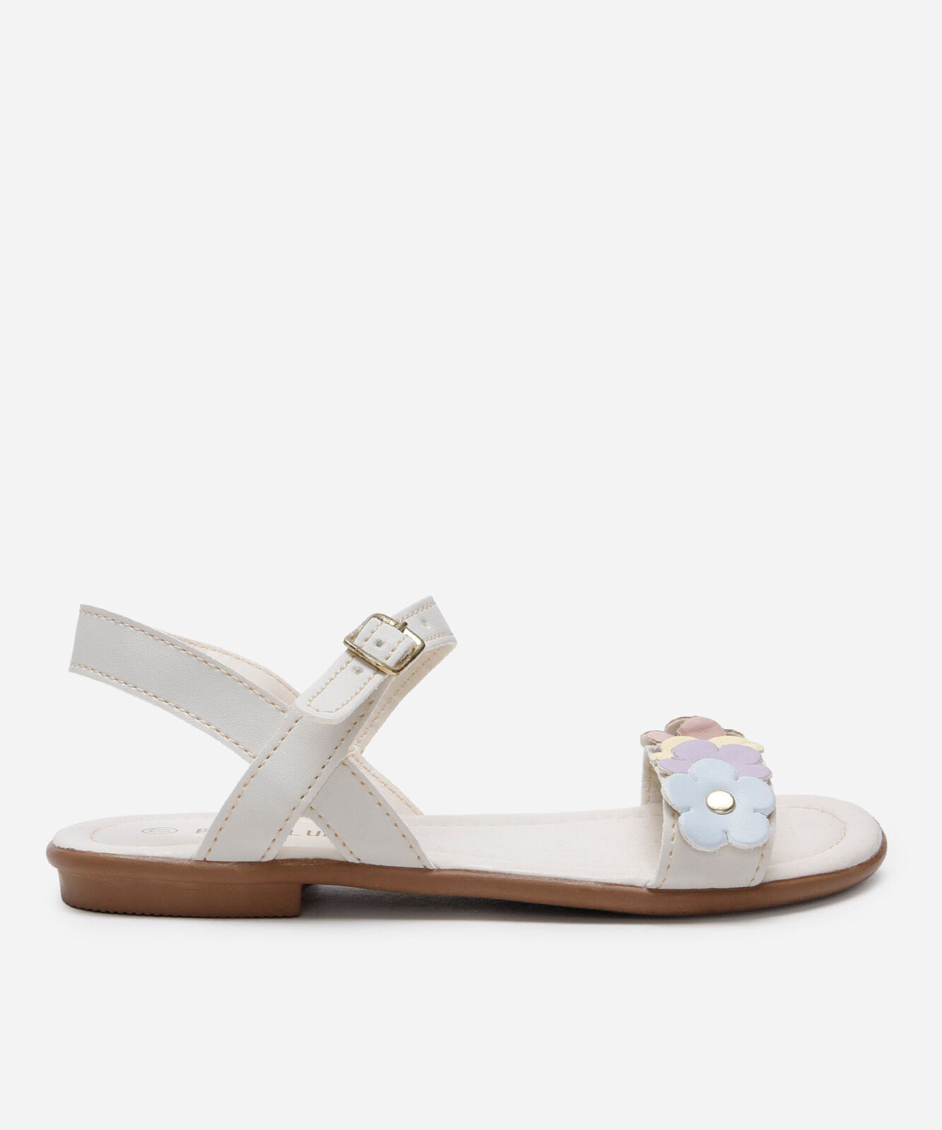 sandália infantil com flores candy off white