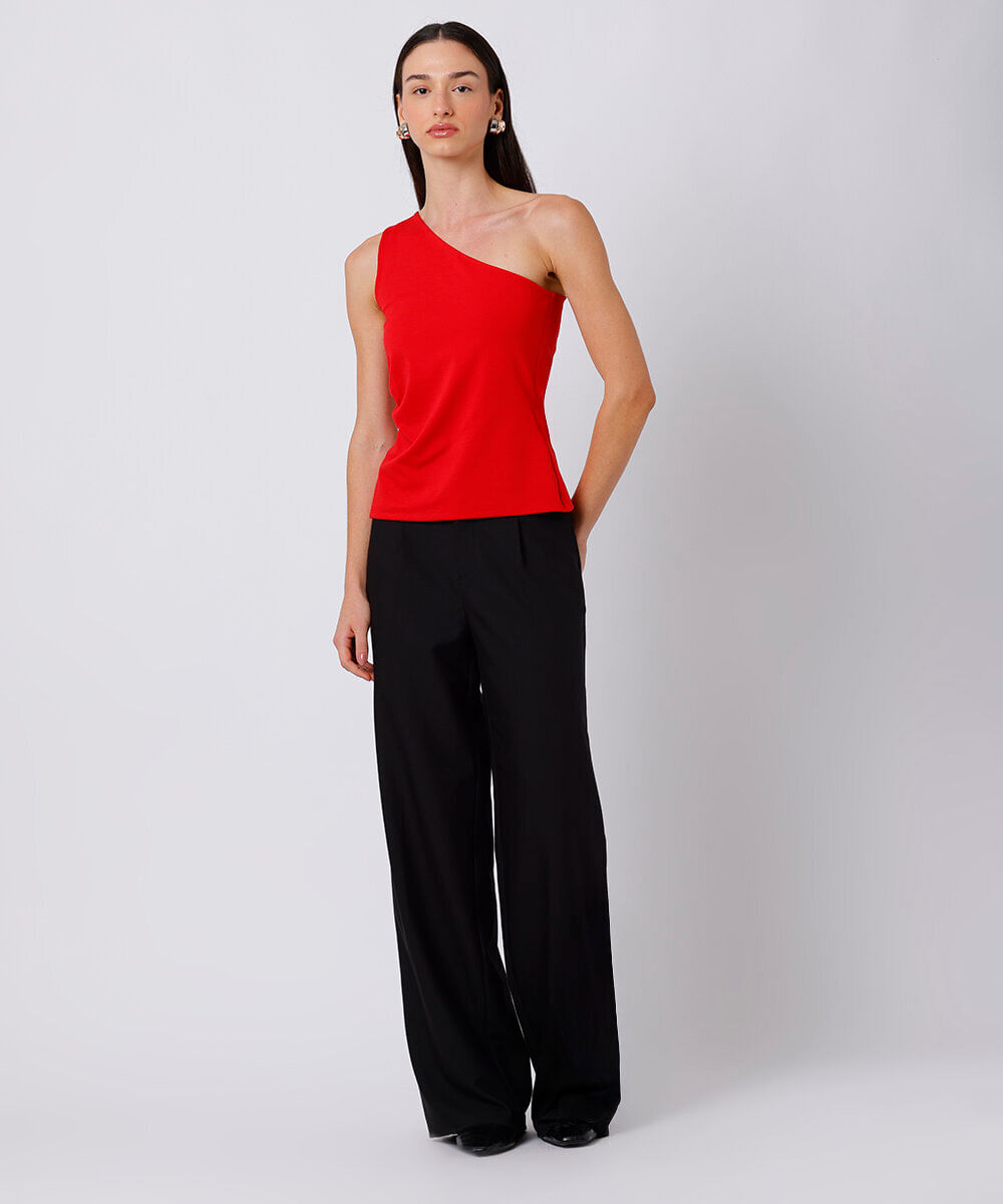 blusa ombro único feminina mindset vermelha