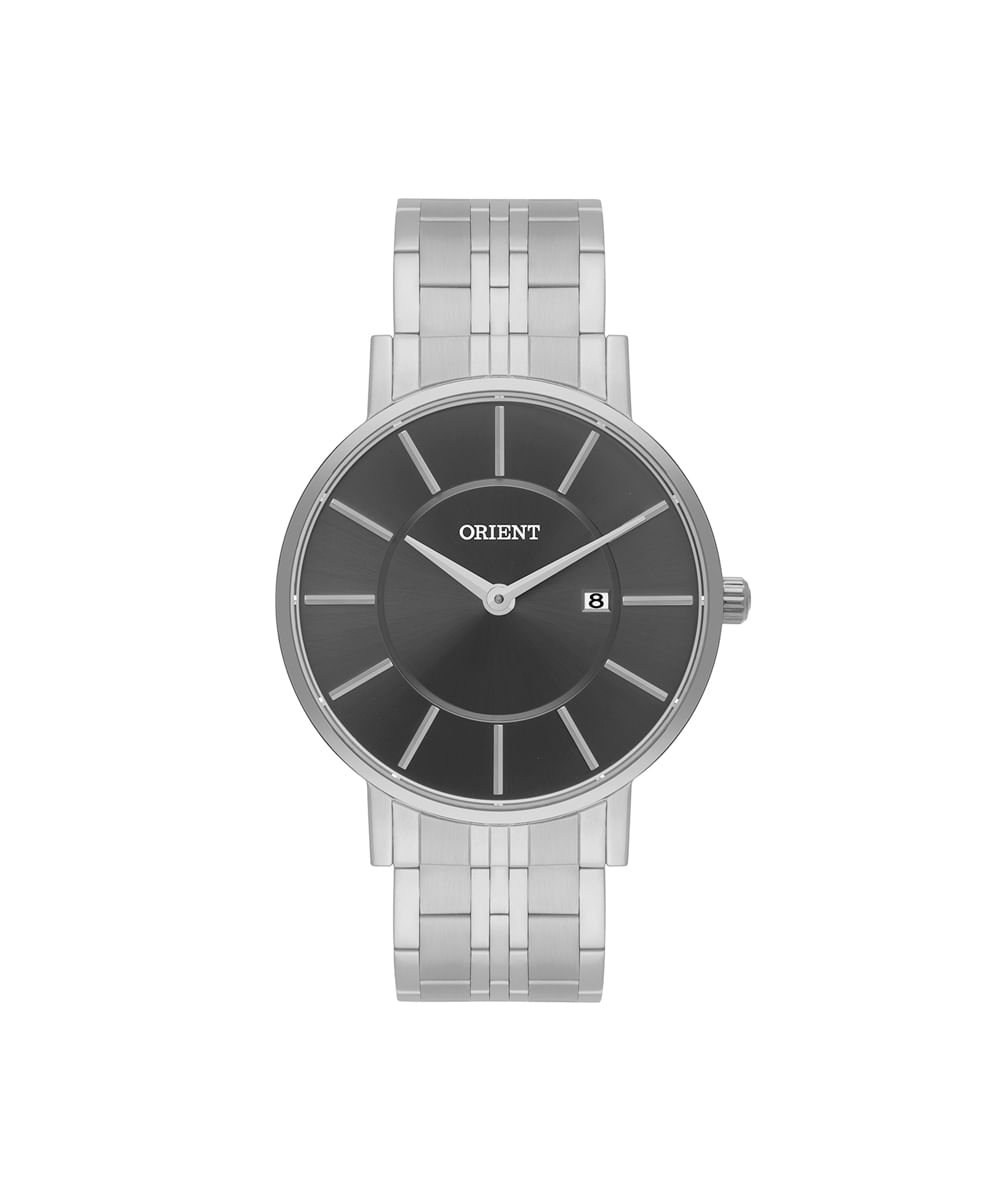 relógio masculino orient analógico calendário mbss1261 g1sx prateado