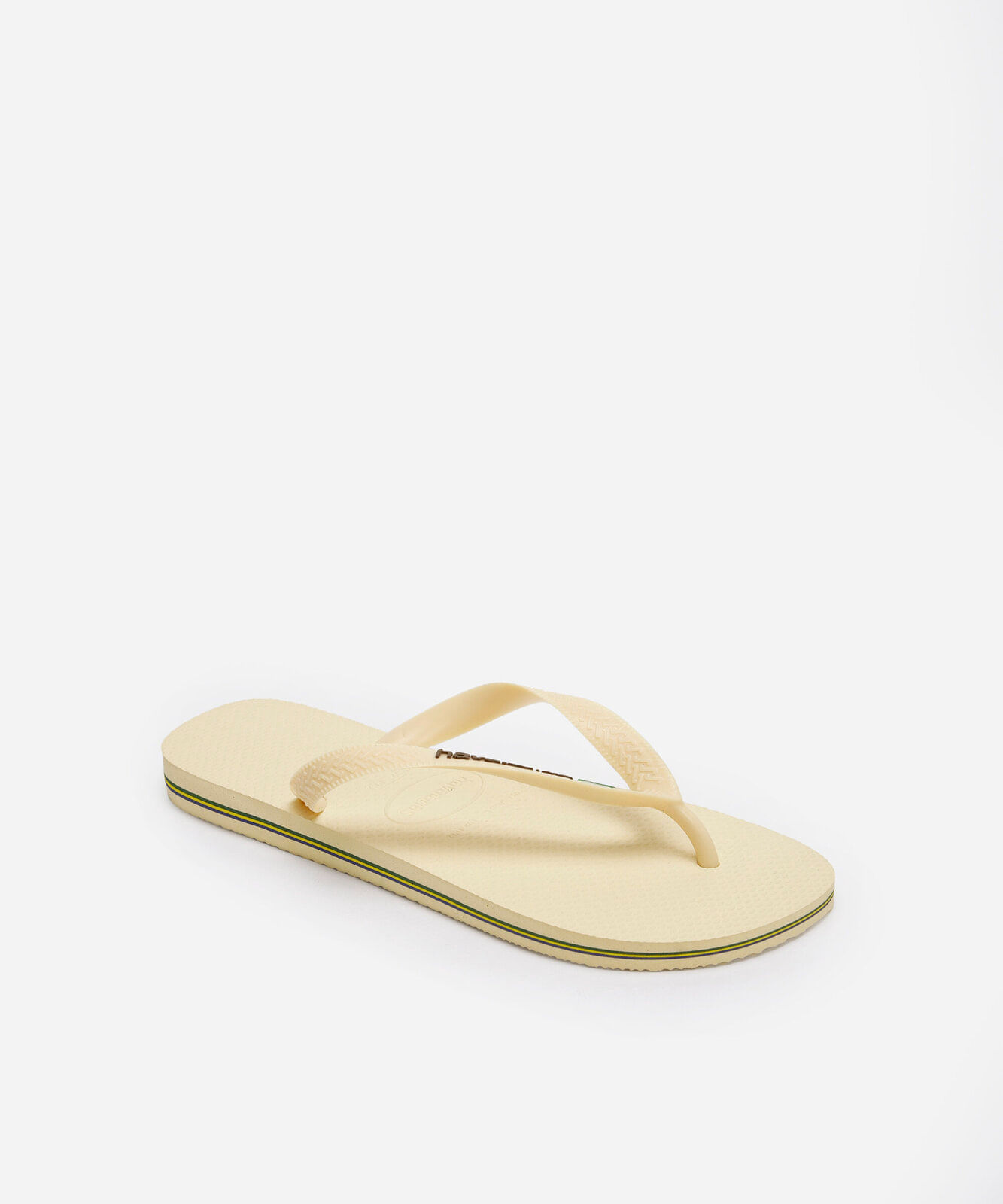 chinelo feminino havaianas brasil logo encardida bege