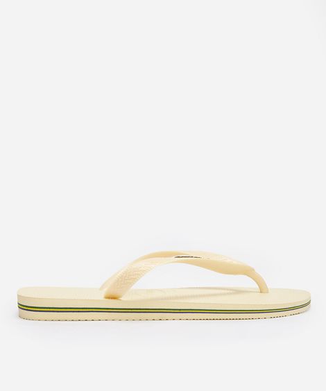 chinelo feminino havaianas brasil logo encardida bege