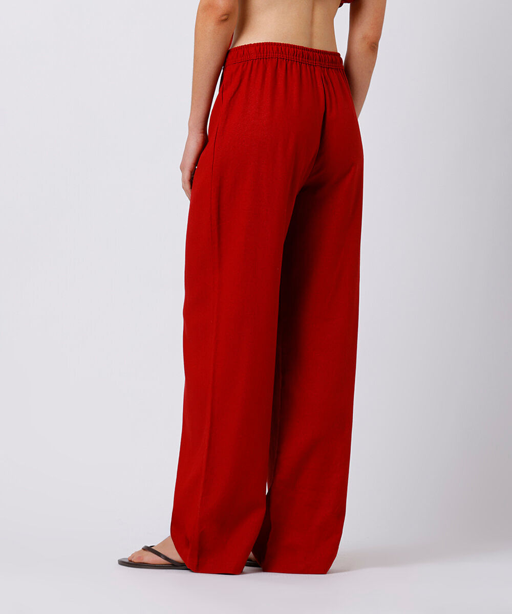calça estilo pijama feminina com linho mindset vermelha