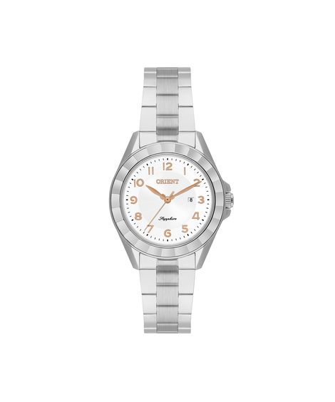 relógio feminino orient analógico calendário fbss1205 s2sx prateado
