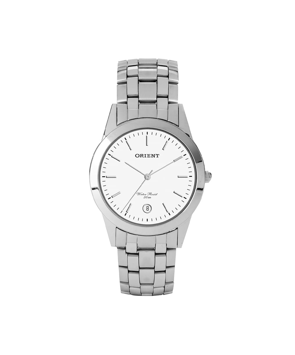 relógio masculino orient analógico calendário mbss1004a b1sx prateado