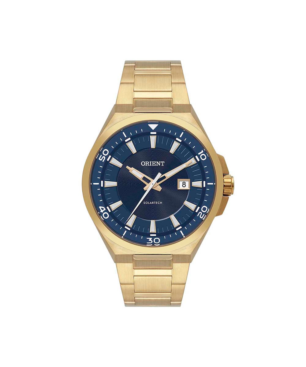 relógio masculino orient analógico calendário mgss1294 d1kx dourado