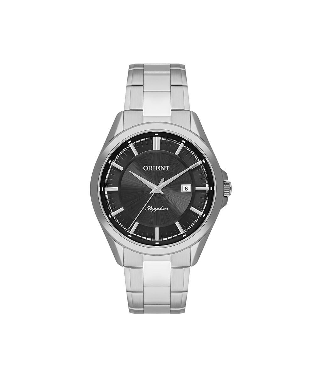 relógio masculino orient analógico calendário mbss1455 g1sx prateado