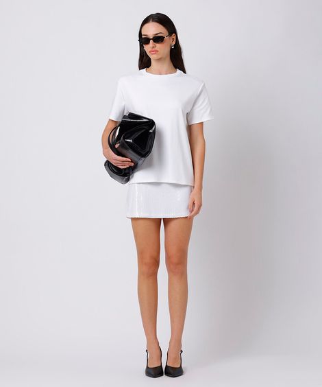 minissaia feminina de paetê mindset branca