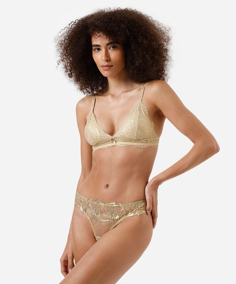 calcinha biquíni feminina com renda floral amarela