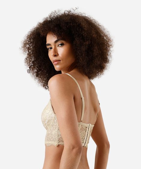 sutiã cropped meia taça com renda  amarelo
