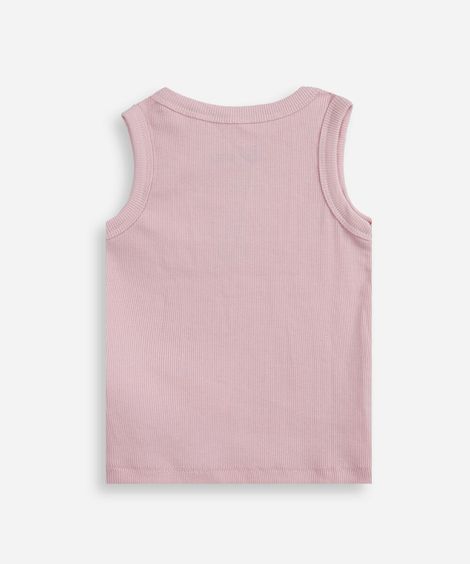 regata infantil de algodão canelada margarida rosa