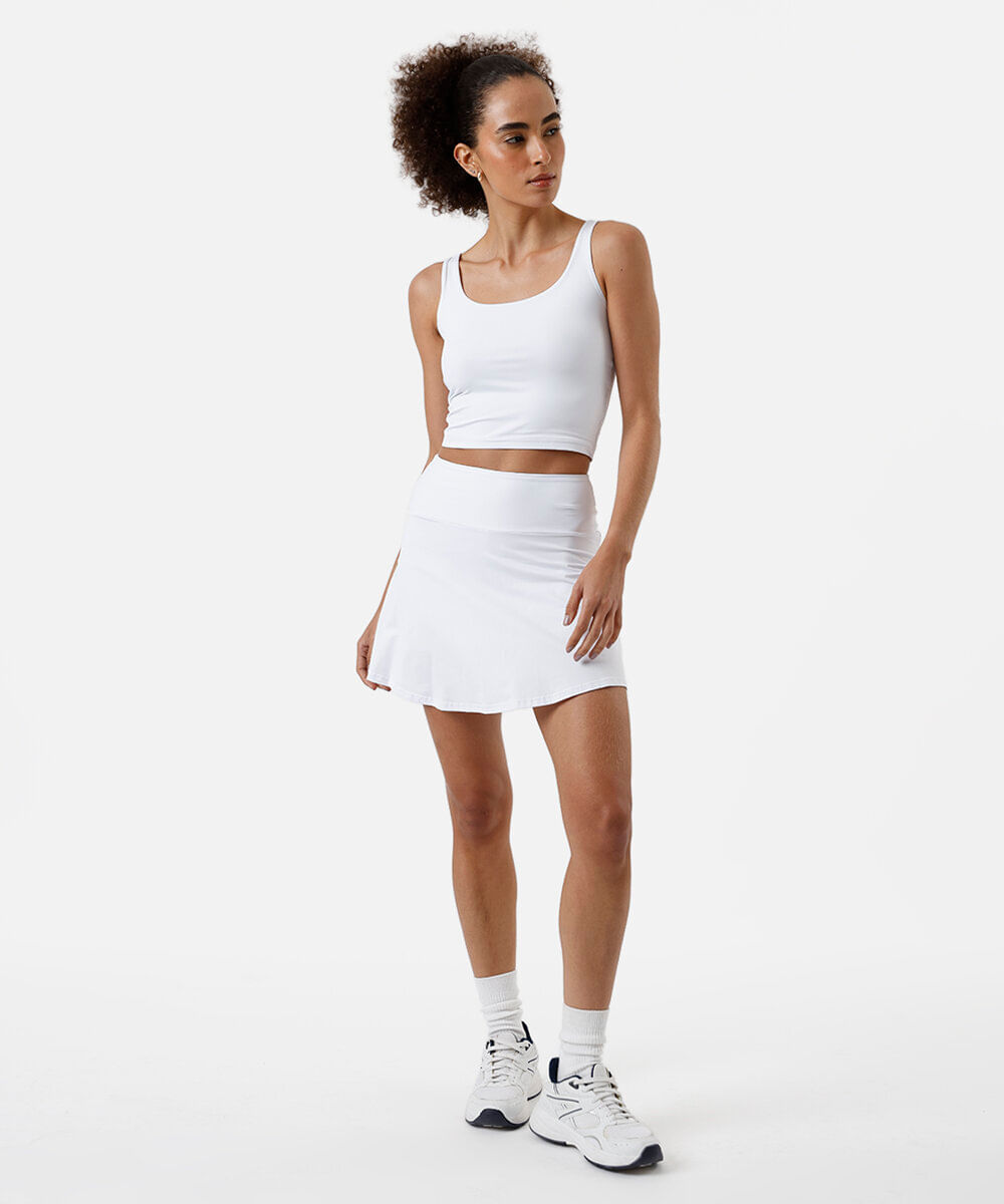 short saia esportivo feminino branco