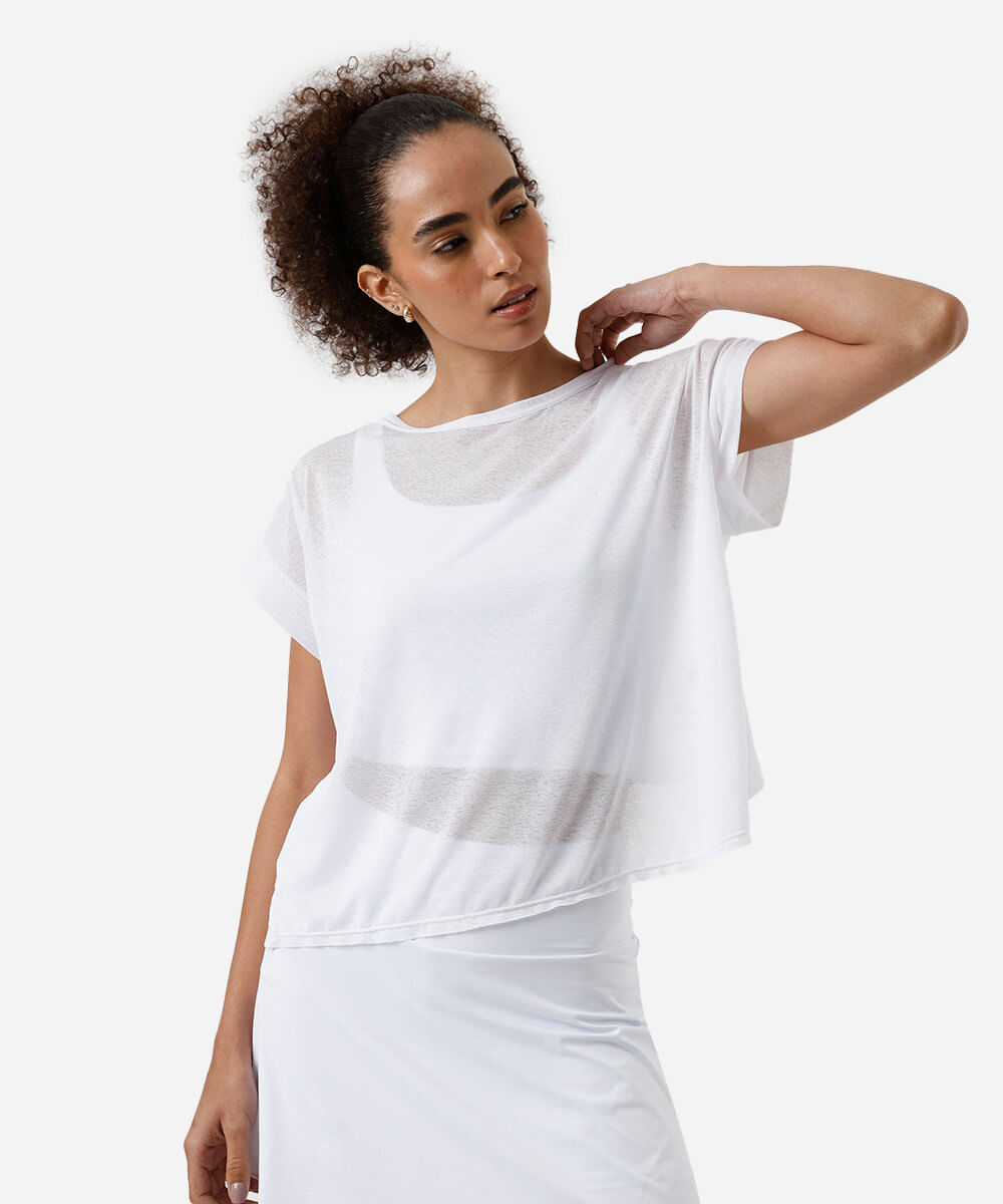 blusa esportiva feminina com recorte branco