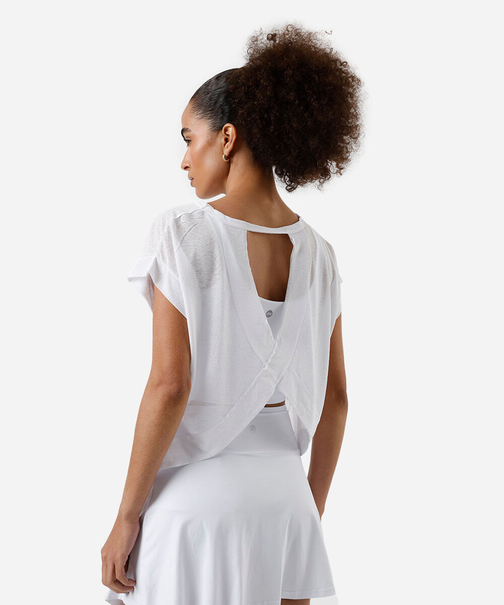 blusa esportiva feminina com recorte branco