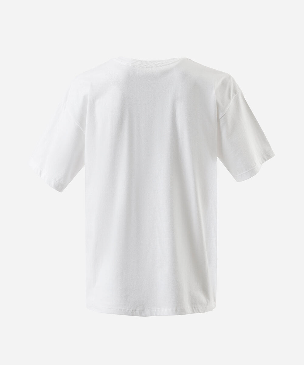 camiseta juvenil de algodão cereja oversized off white
