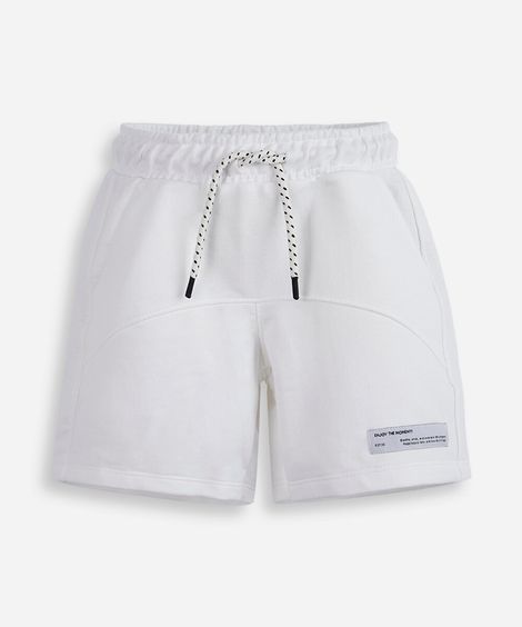 bermuda infantil de moletom recortes branca