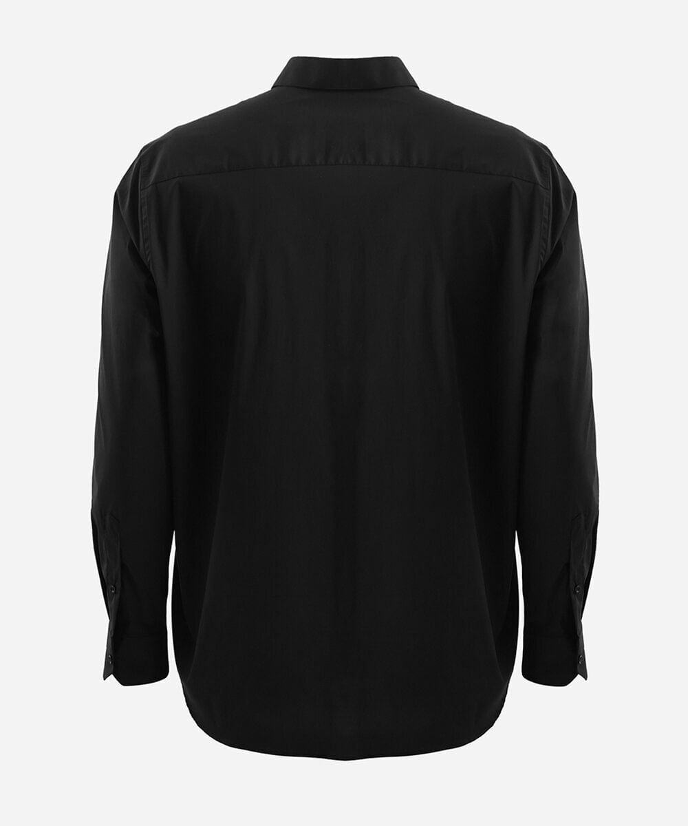 camisa slim fit masculina com algodão plus size preta