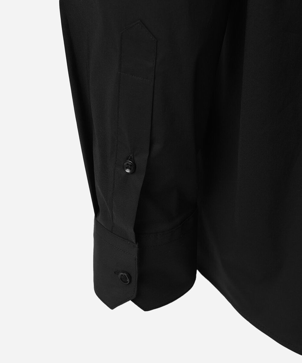 camisa slim fit masculina com algodão plus size preta