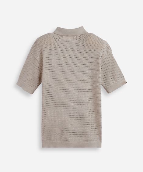 polo infantil de tricot texturizada bege