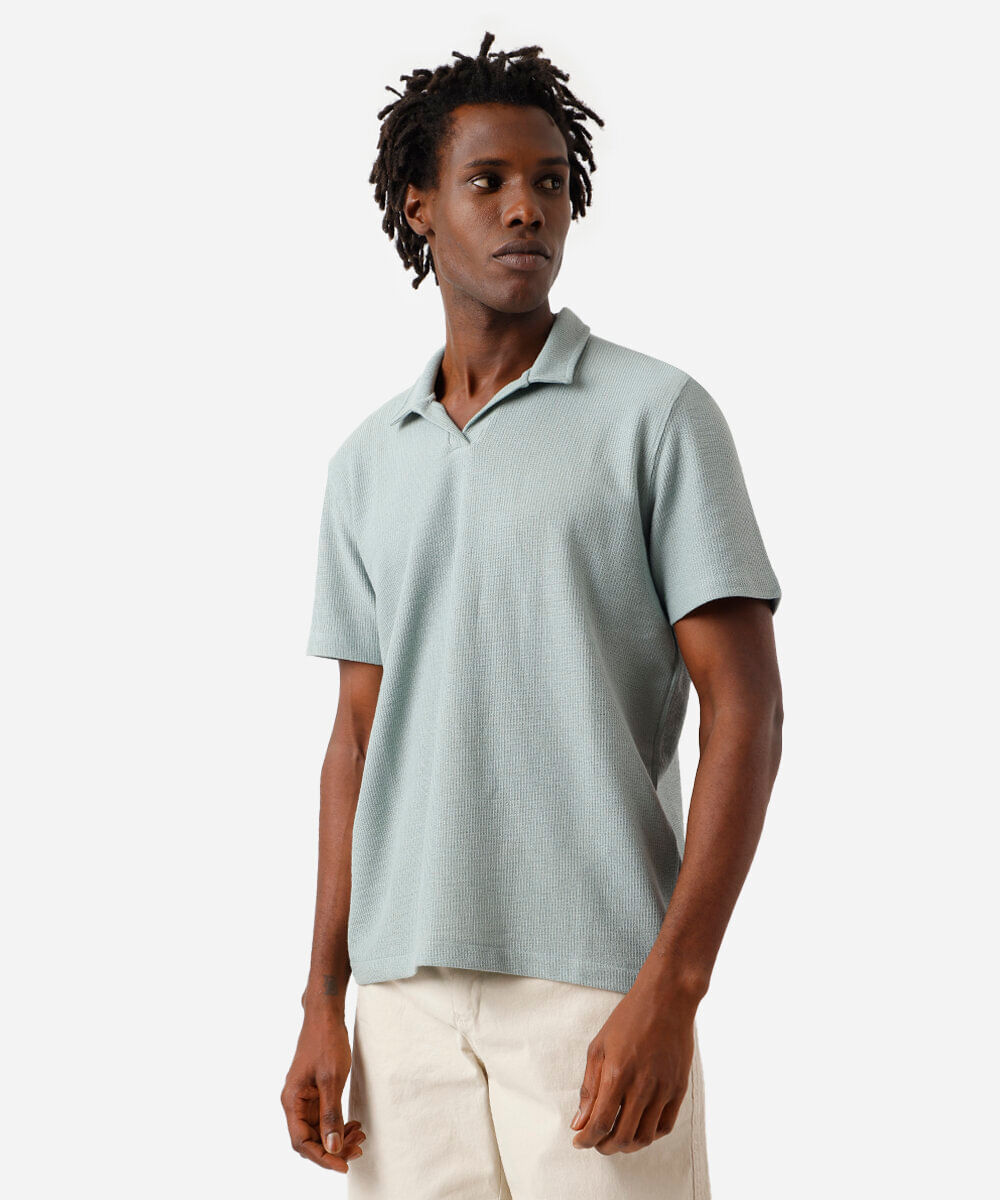 polo comfort masculina texturizada verde