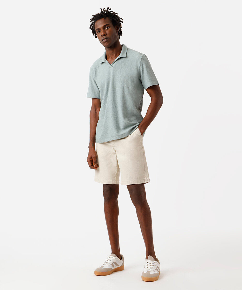 polo comfort masculina texturizada verde