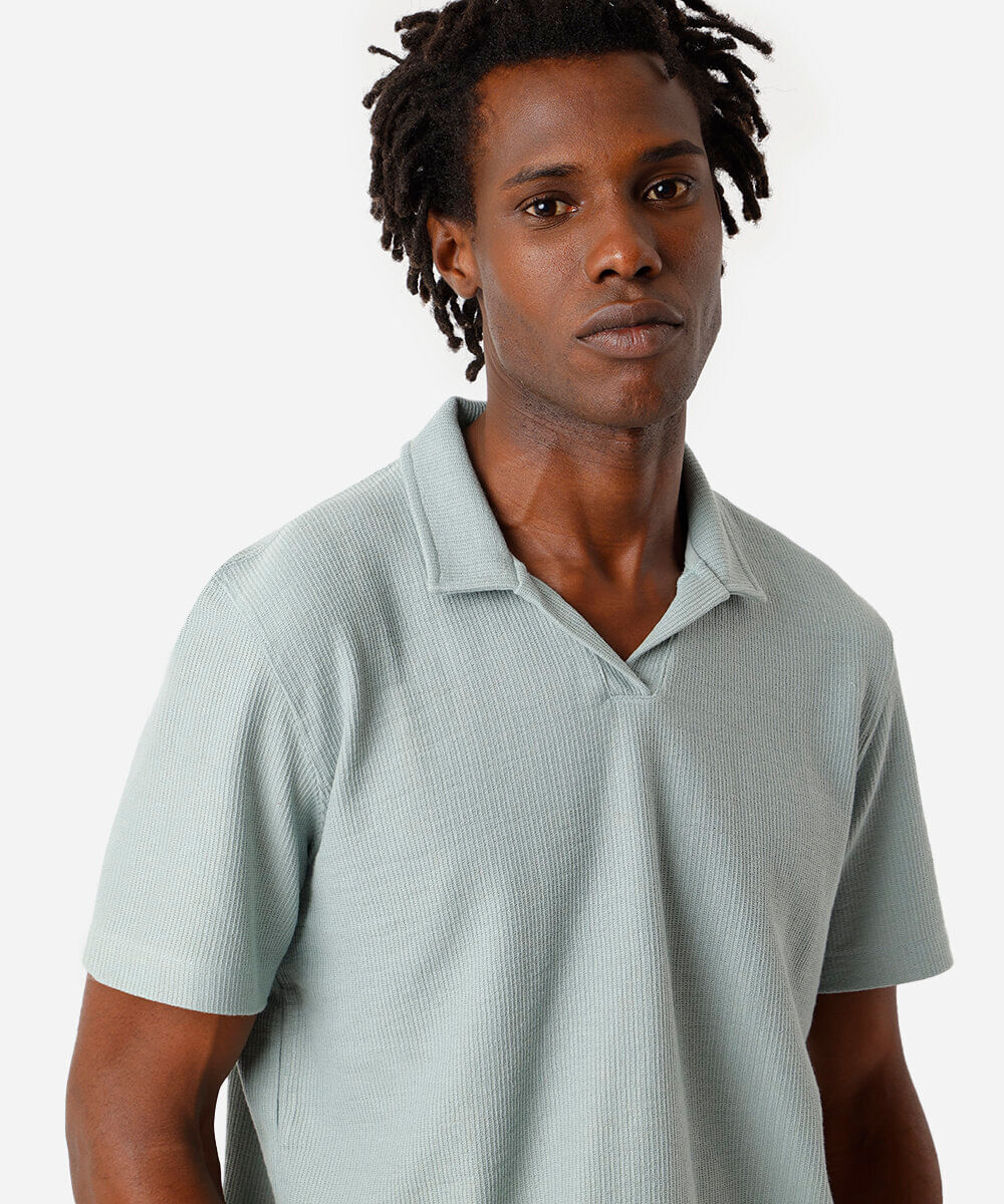 polo comfort masculina texturizada verde
