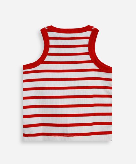 regata infantil de algodão canelada listrada vermelho